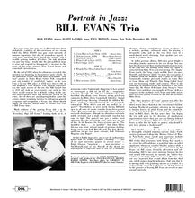 Cargar imagen en el visor de la galería, Bill Evans Trio: Portrait in Jazz LP
